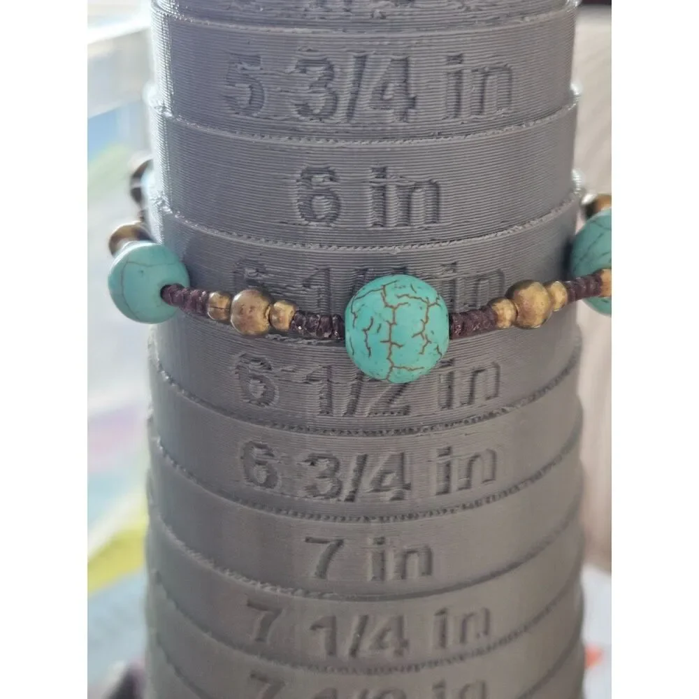 Brown and blue turquoise stone bracelet 6.25
